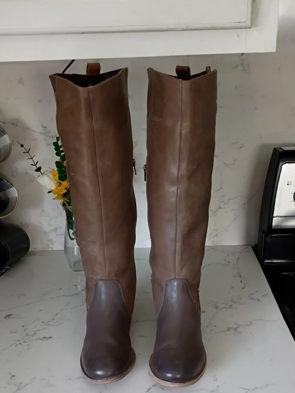 Laughty Monkey Women's Tall Brown Leather Riding Boots